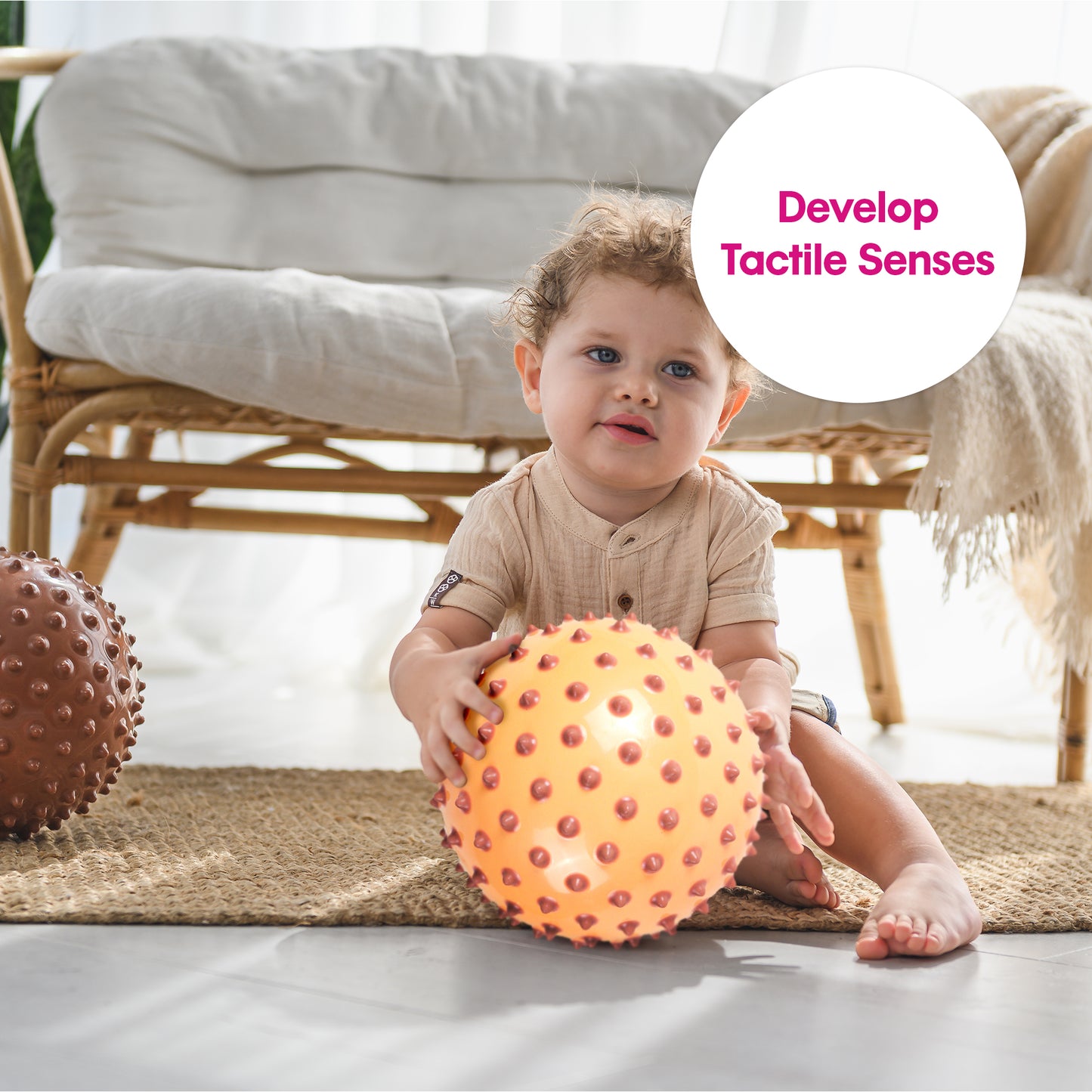 The Original Sensory Ball, Color Dots in Boho Chic (Cream)