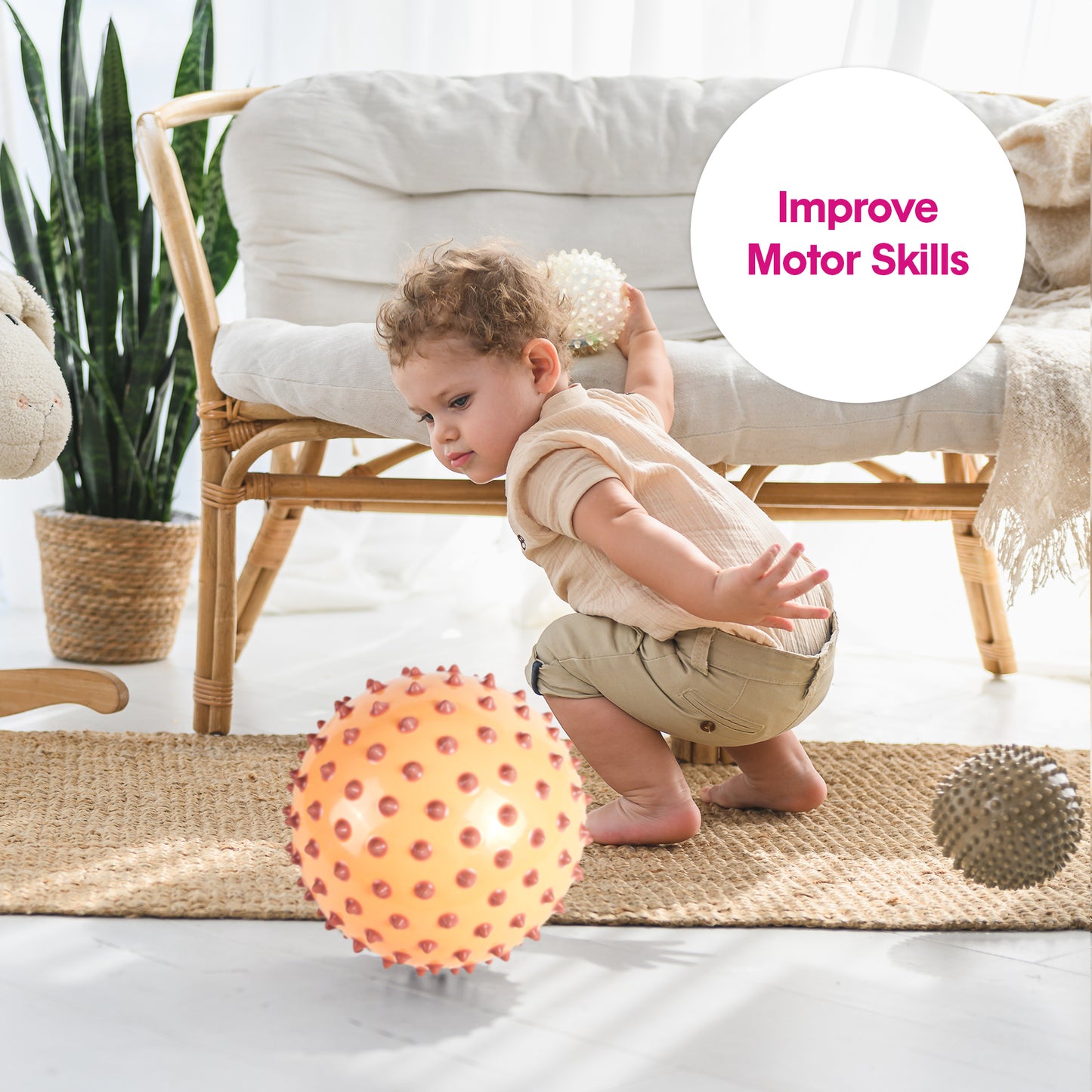 The Original Sensory Ball, Color Dots in Boho Chic (Cream)