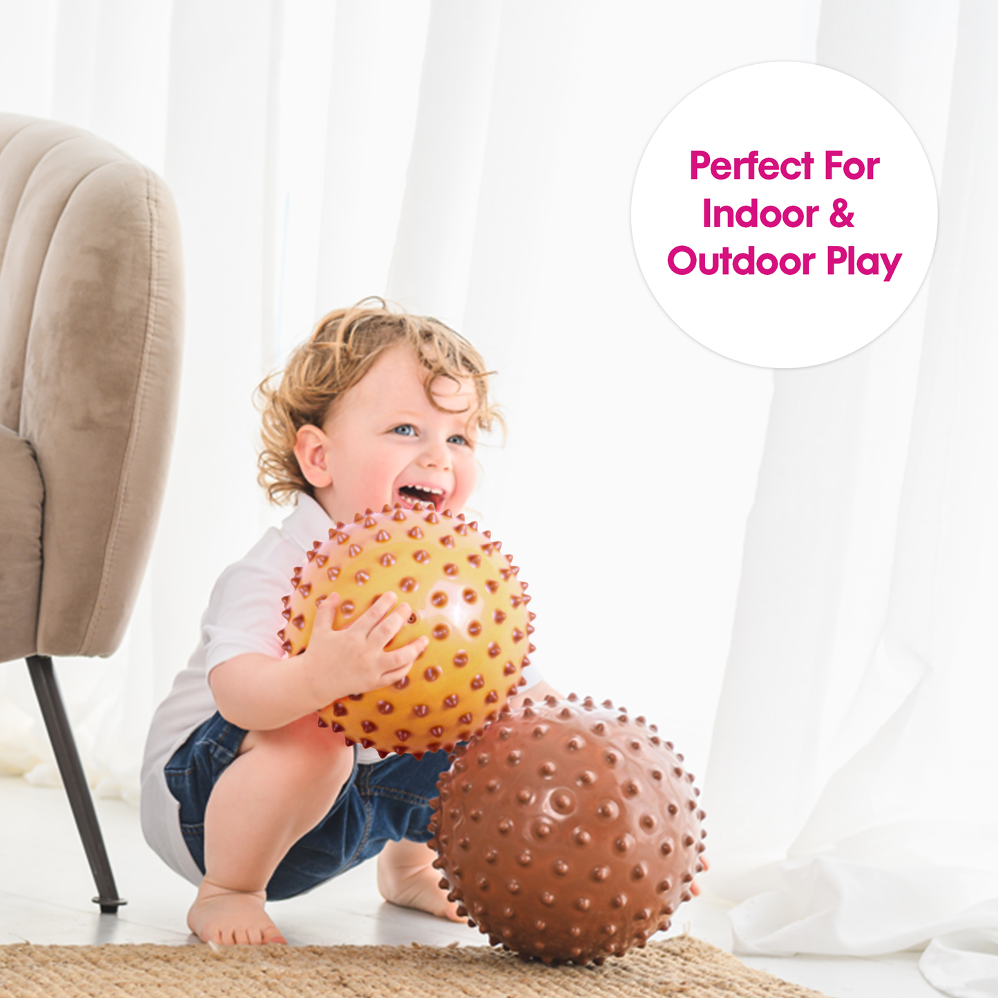 The Original Sensory Ball, Color Dots in Boho Chic (Cream)