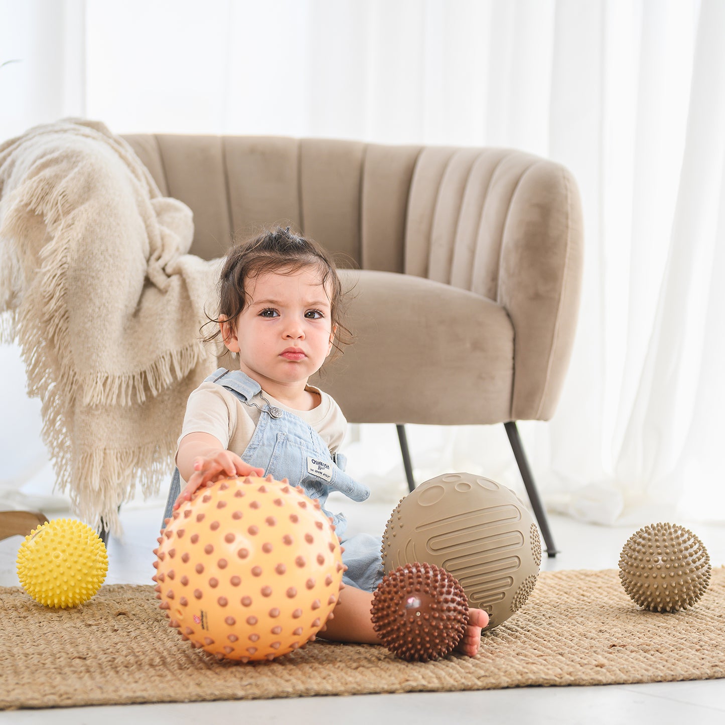 The Original Sensory Ball, Color Dots in Boho Chic (Cream)