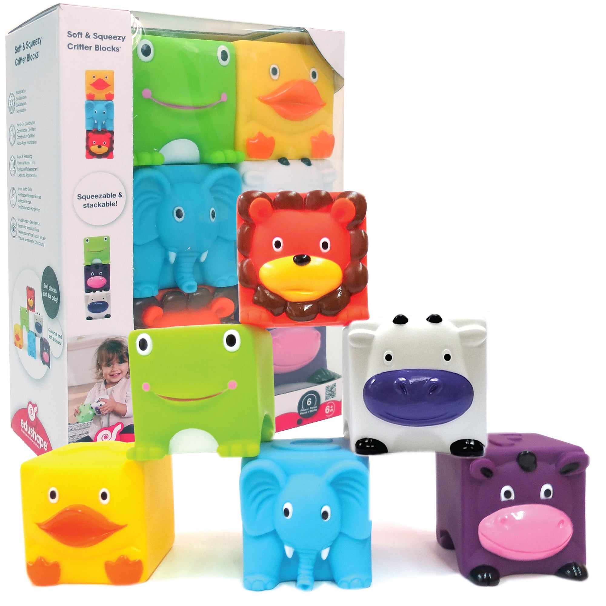 Snuffy Block Soft & Squeezy Critter Blocks – Edushape