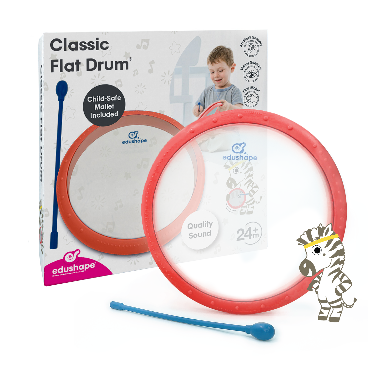 Edushape Instruments Classic Flat Drum (Red) – Edushape